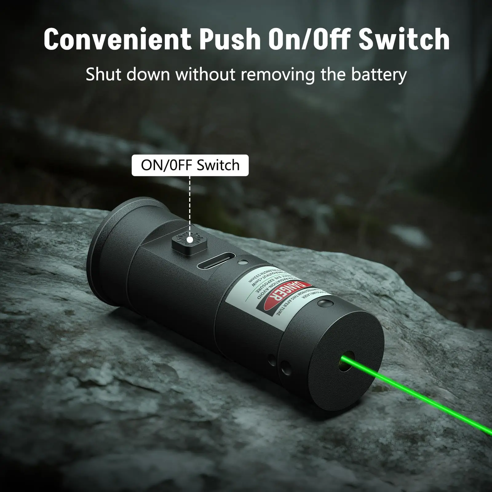 MidTen Rechargeable Bore Sight Laser 12 Gauge Green Laser 12-Gauge Push On/Off Switch Boresighter For Precision Zeroing