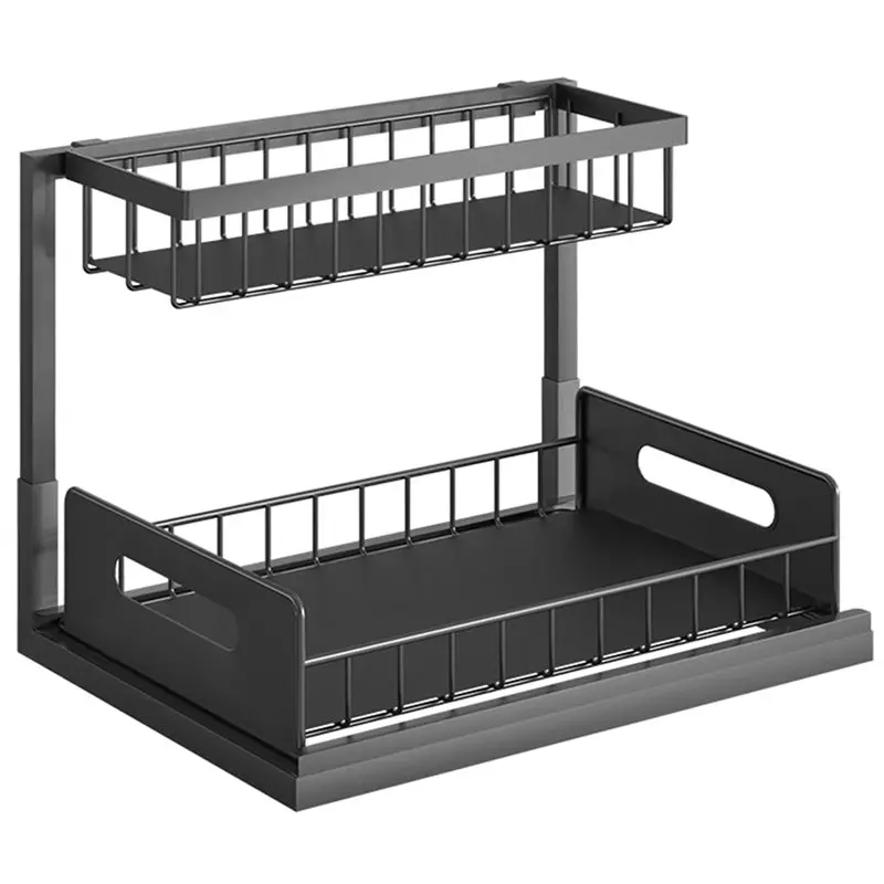

【FAVORITE!】Multi-Purpose Sink Organizer Under Sink 2 Tier Sliding Cabinet Drawer Pull Out Basket Organizer For Bathroom