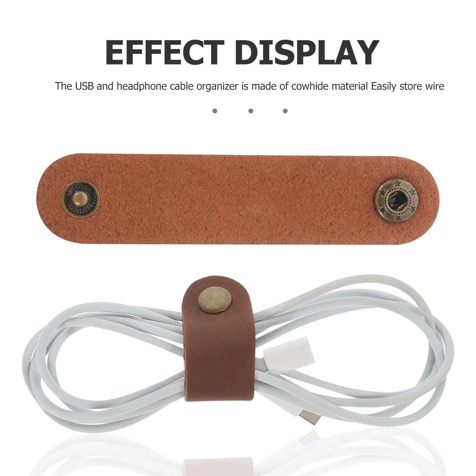 5Pcs Cord Organizer Set Cowhide Material for USB Earphone Cables Secure Fixing Reusable Cable Wrap Household