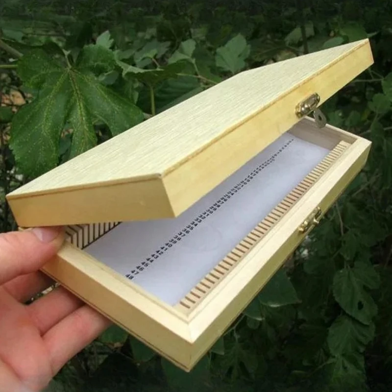 

Microscope Slides Wooden Box 50pcs Slice Storage Holder Case Microscopio Tools