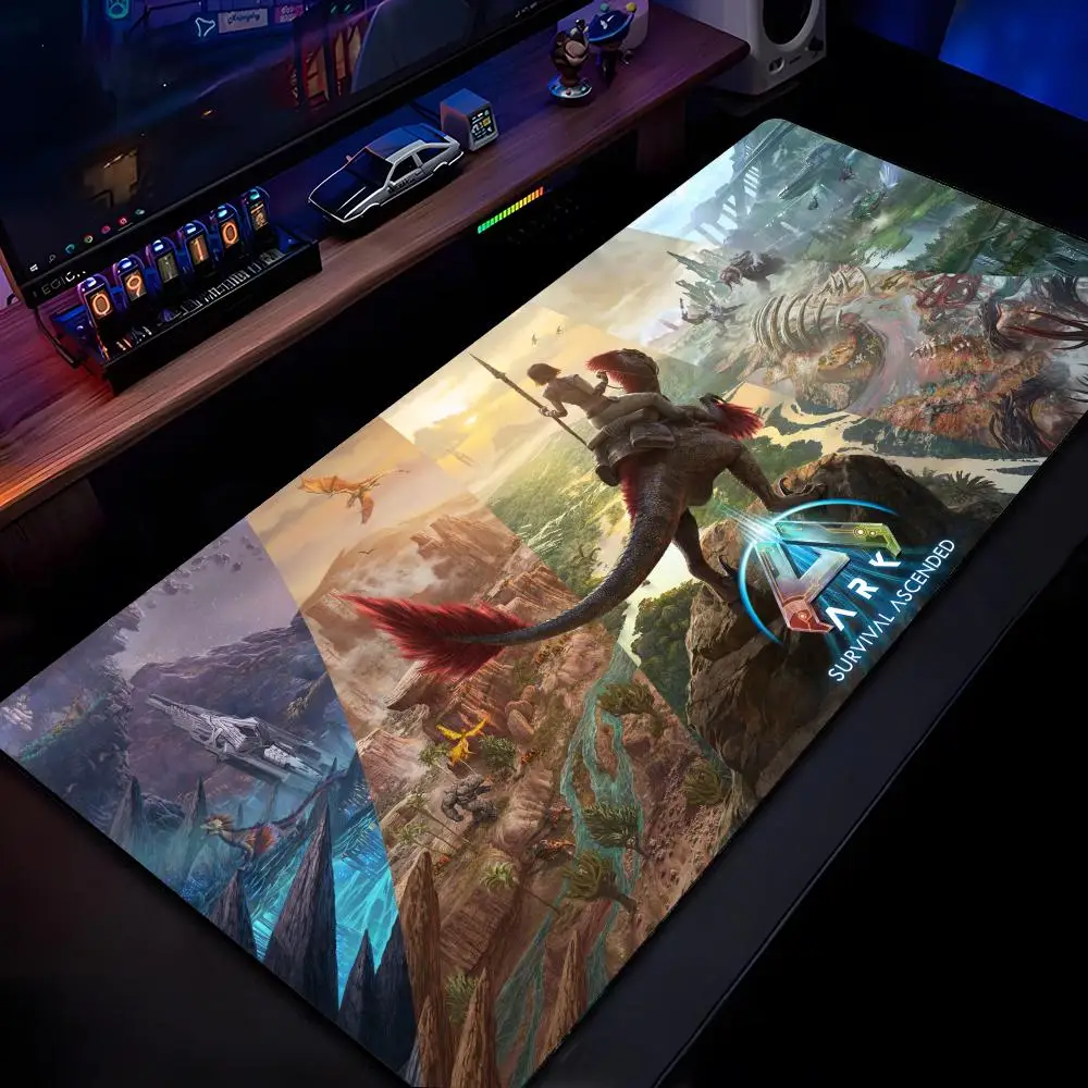 Alfombrilla de ratón New Ark Survival Evolved, alfombrilla de ratón con impresión HD para jugadores de ordenador, alfombrilla de ratón antideslizante con borde bloqueable, XXL90x40cm, teclado para PC D