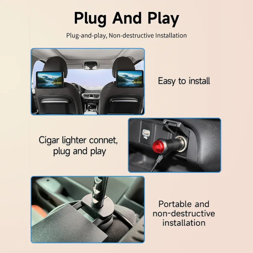 10.1'' Android Headrest Monitor IPS Display For Car Rear Seats Entertainment Multimedia Carplay Player Video USB TF HDMI Input