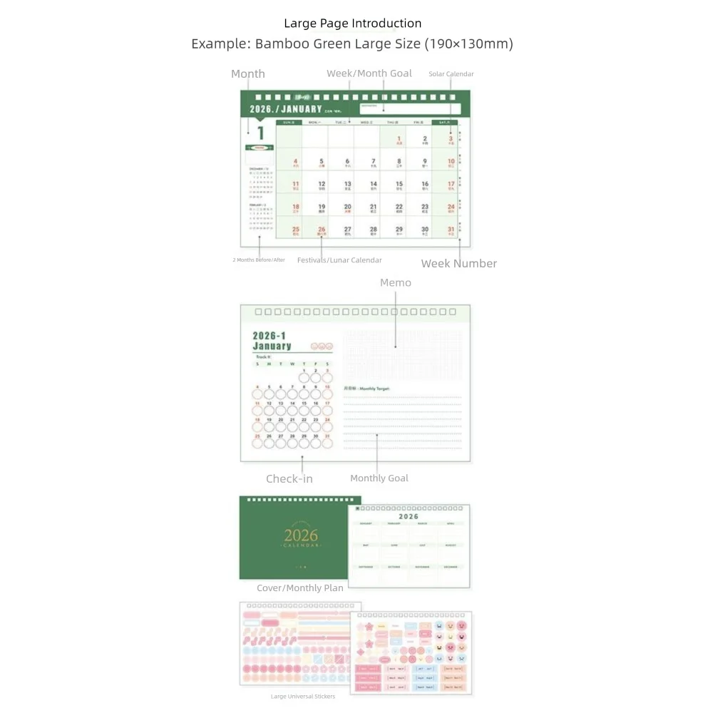 간단한 코일 2026 책상 달력 휴대용 데스크탑 장식 일정 플래너 미니 달력 선물