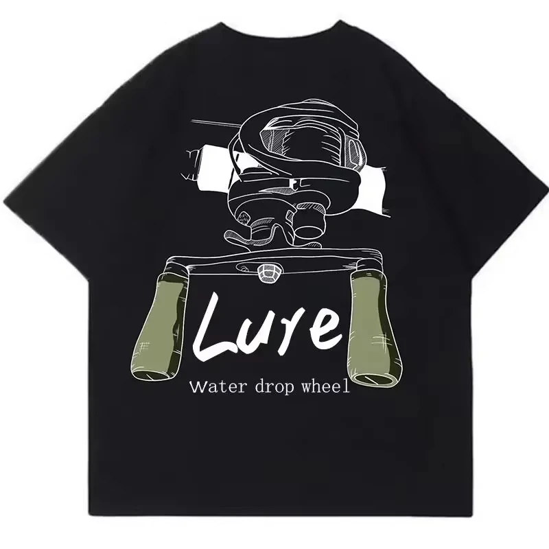 2026 New Men's Personality Loose Round Neck Cotton Short Sleeve Tee Printed Casual T-shirt for Fishing Enthusiasts