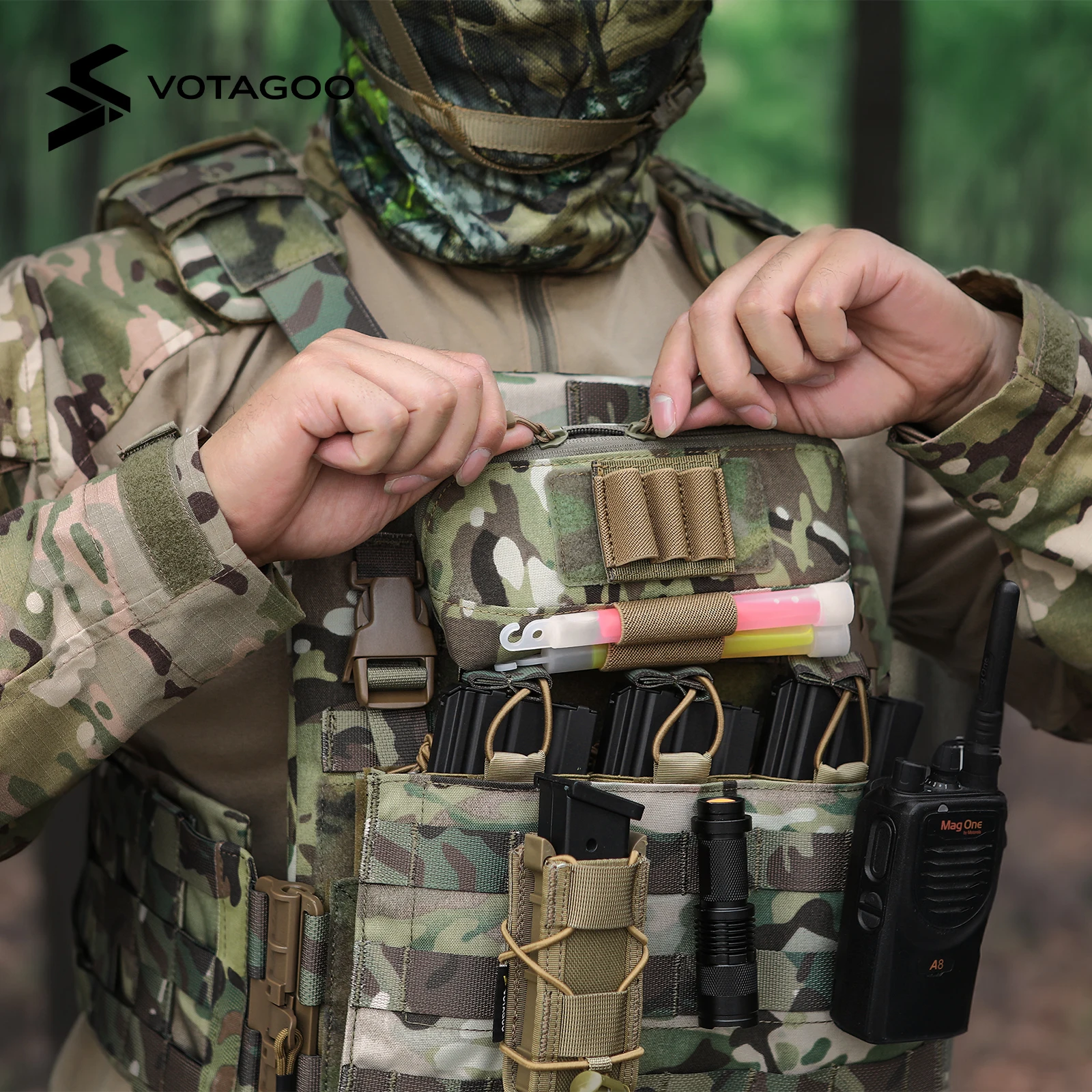VATAGOO Tactical MOLLE Admin Pouch Laser Cut Utility Belt Pouch EDC Tool Organizer Modular Zippered Medical Pouch view 4