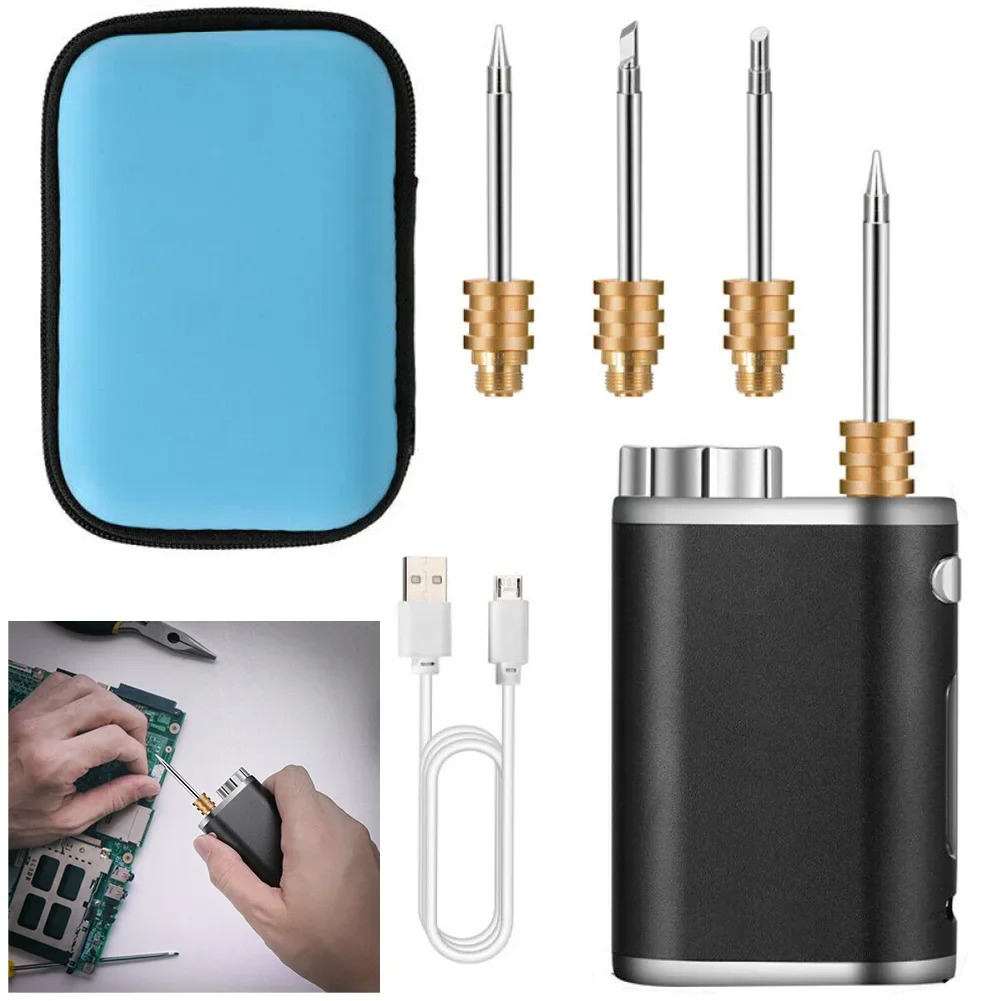 USB Rechargeable 1W 75W Wireless Soldering Iron Kit with Soldering Iron Tip Digital Display Receiver and Accessories