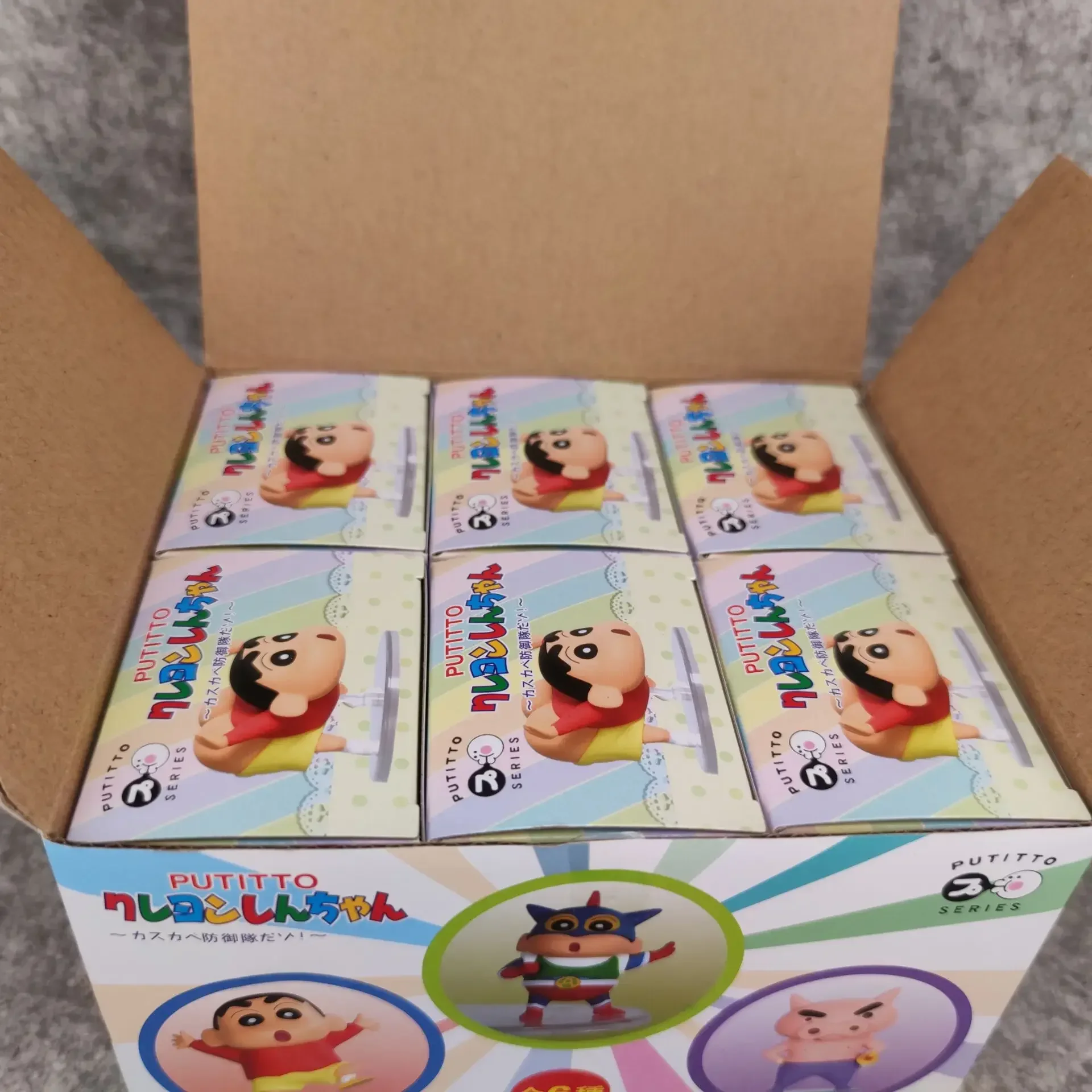 

Bandai Boxed 6pcs/set New Anime Crayon Shin-chan Action Kamen Kawaii Figure PVC Model Toys Doll Collect Ornaments Gifts