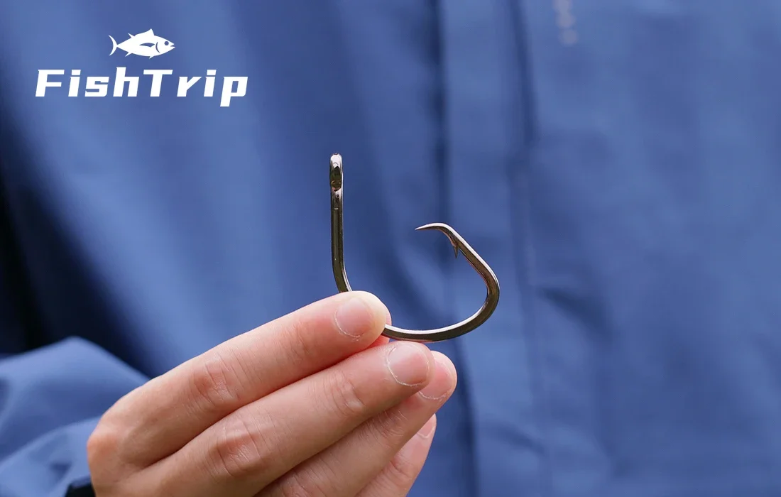 FishTrip 25 Stück Kreishaken, 4 x starker riesiger Salzwasserhaken, robust, breiter Lücke, Welshaken, Haiehaken, Köderhaken – Detail 4