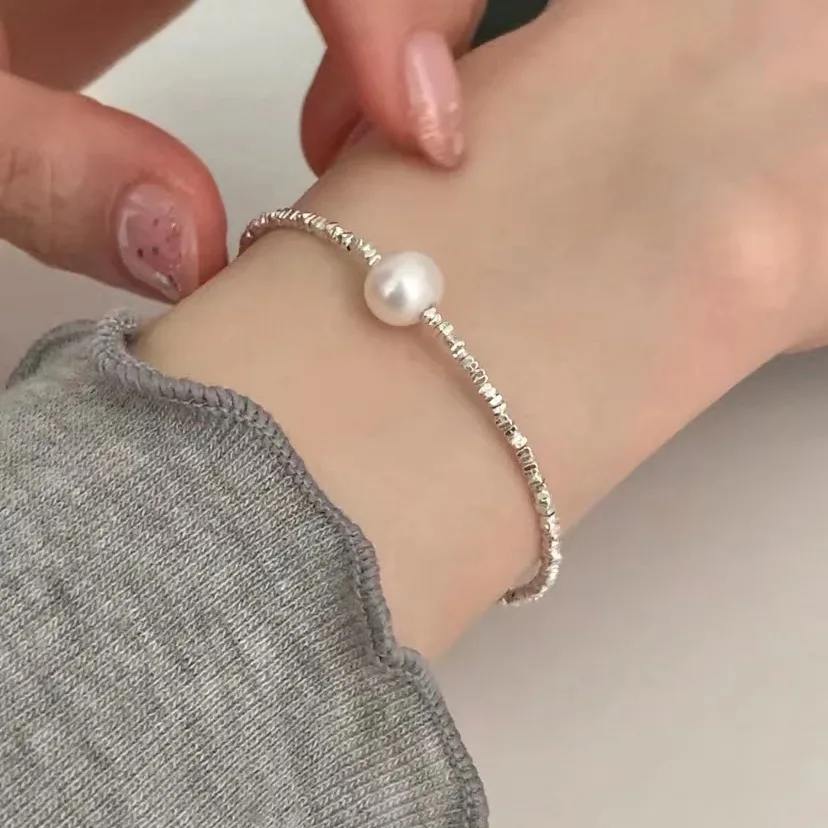 PANJBJ 925 Sterling Silver Pearl Bracelet for Girl Bead String Design Classic Sweet Fashion Versatile Jewelry Gift Dropshipping