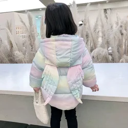 New Fashion Colorful Unicorn Jackets For Girls Coat Winter Warm Hooded Parka Snowsuit Cute Wing 2-5 Years Children's Clothing