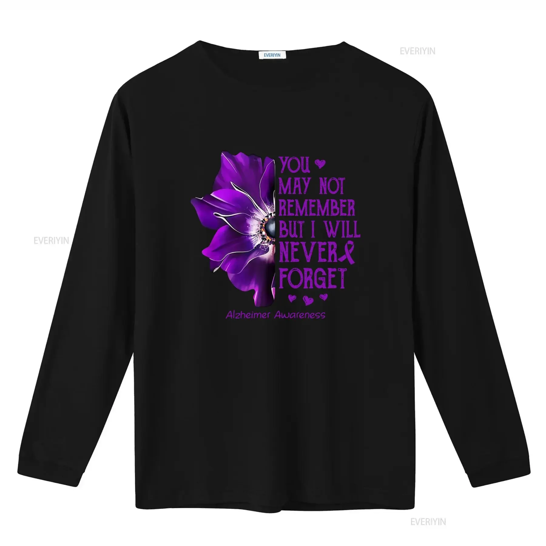 Purple Flower Alzheimer's Awareness T Shirt You May Not Remember But I Will Never Forget Support Fight vintage Washed Stylish