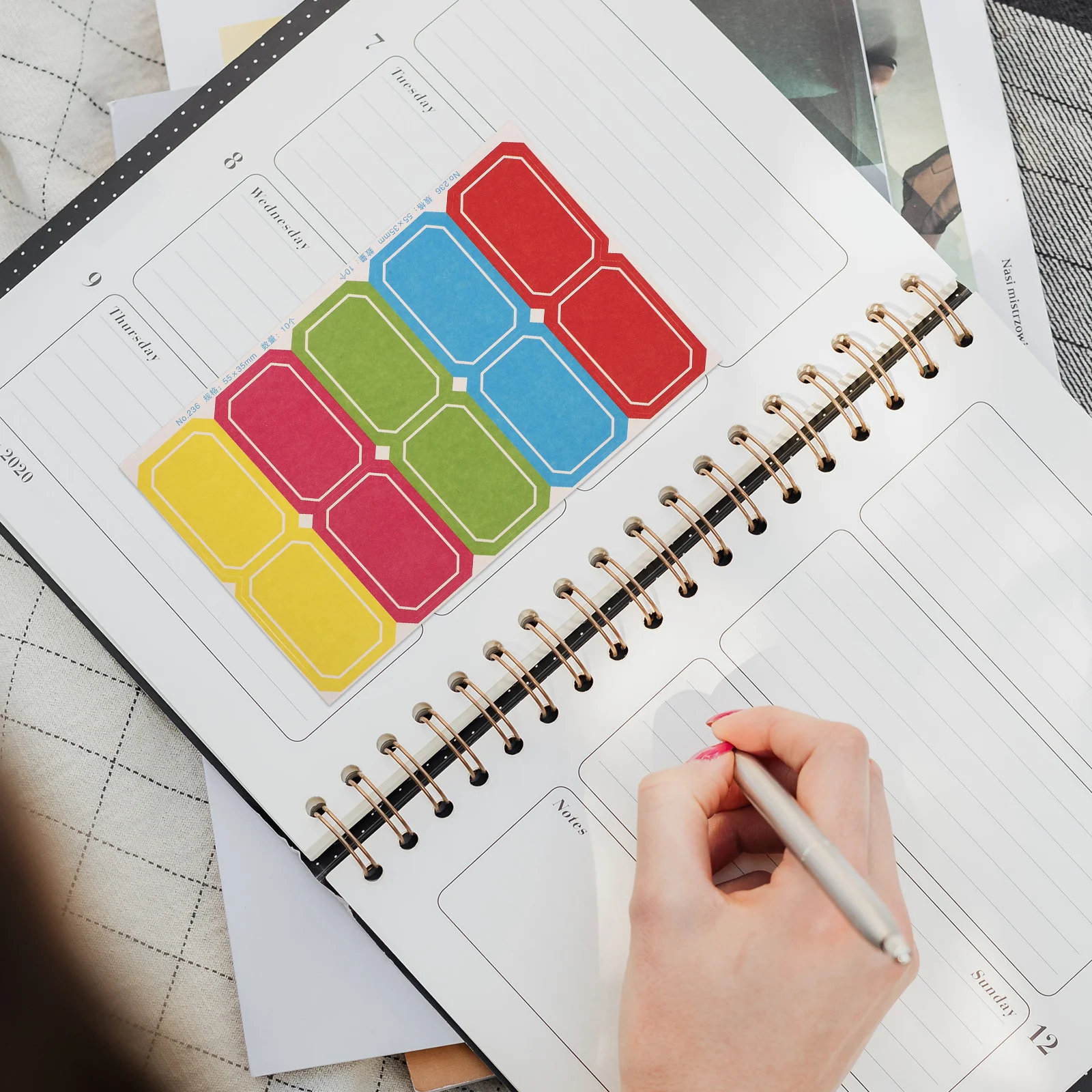 10 أوراق ملصقات ملصقات أسماء ملونة فارغة محمولة وقابلة للكتابة، لتنظيم مكتب الدراسة المنزلية، متعددة الأغراض