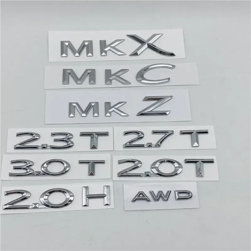 

Fit for MKX MKZ MKC 2.0T 2.3T 2.7T 2.0H AWD Letters Rear Trunk Lid Emblem Tail 3D Logo Stickers Side Door Nameplate Sign