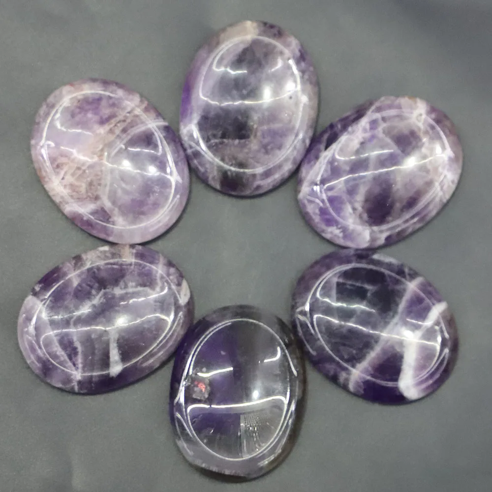 New Natural Stone Oval Amethyst Thumb Massager Palm Energy Worry Therapy Reiki Healing Meditation Spiritual Minerales Decor 4Pcs