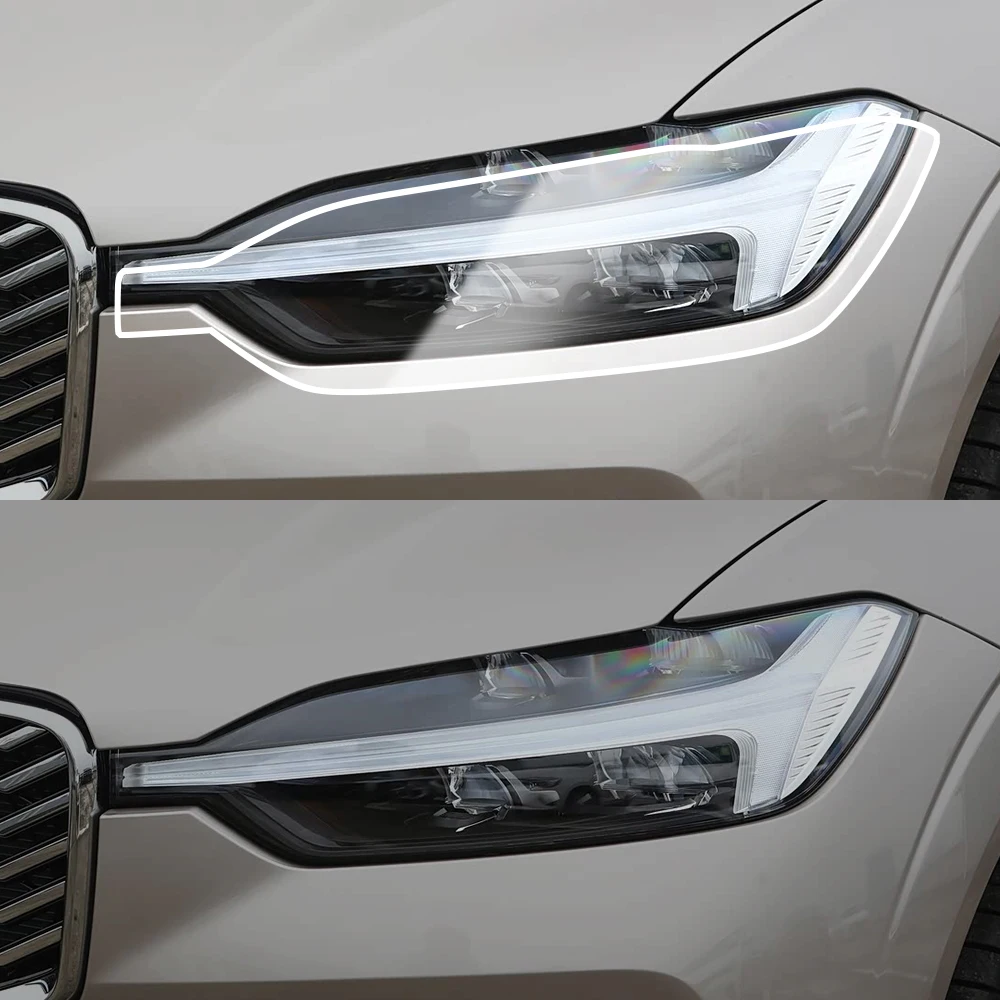 Custom Fit TPU PPF for Volvo XC60 2017-2026 High Gloss Smoke Black Pre Cut Car Headlight Protective Film Anti-Scratch Vinyl Wrap view 2
