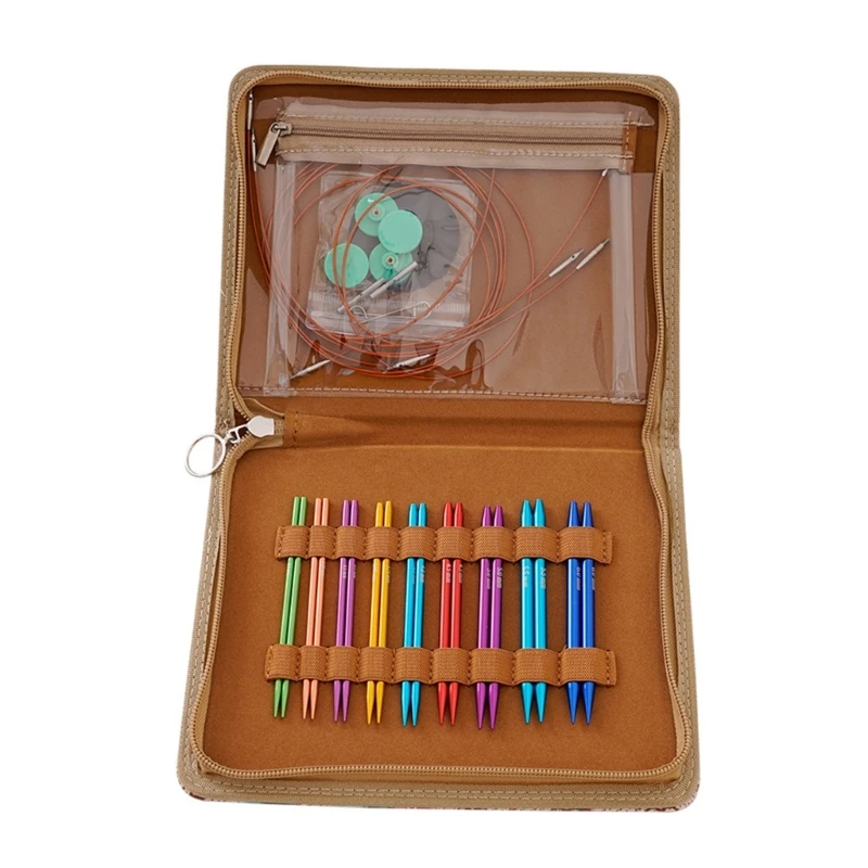 

3.0mm-6.0mm Aluminum Circular Knitting Needle with Zippered Case, for Knitting