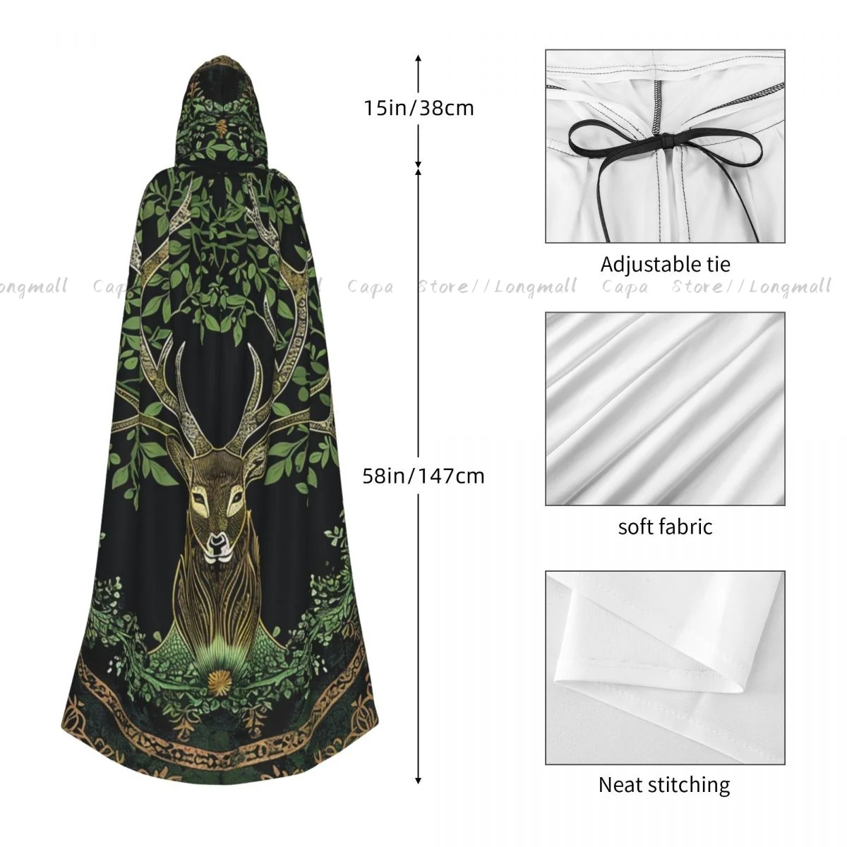 Cosplay Medieval Costumes Tree And Life In Norse Hooded Cloak Capes Long Robes Jackets Coat Carnival