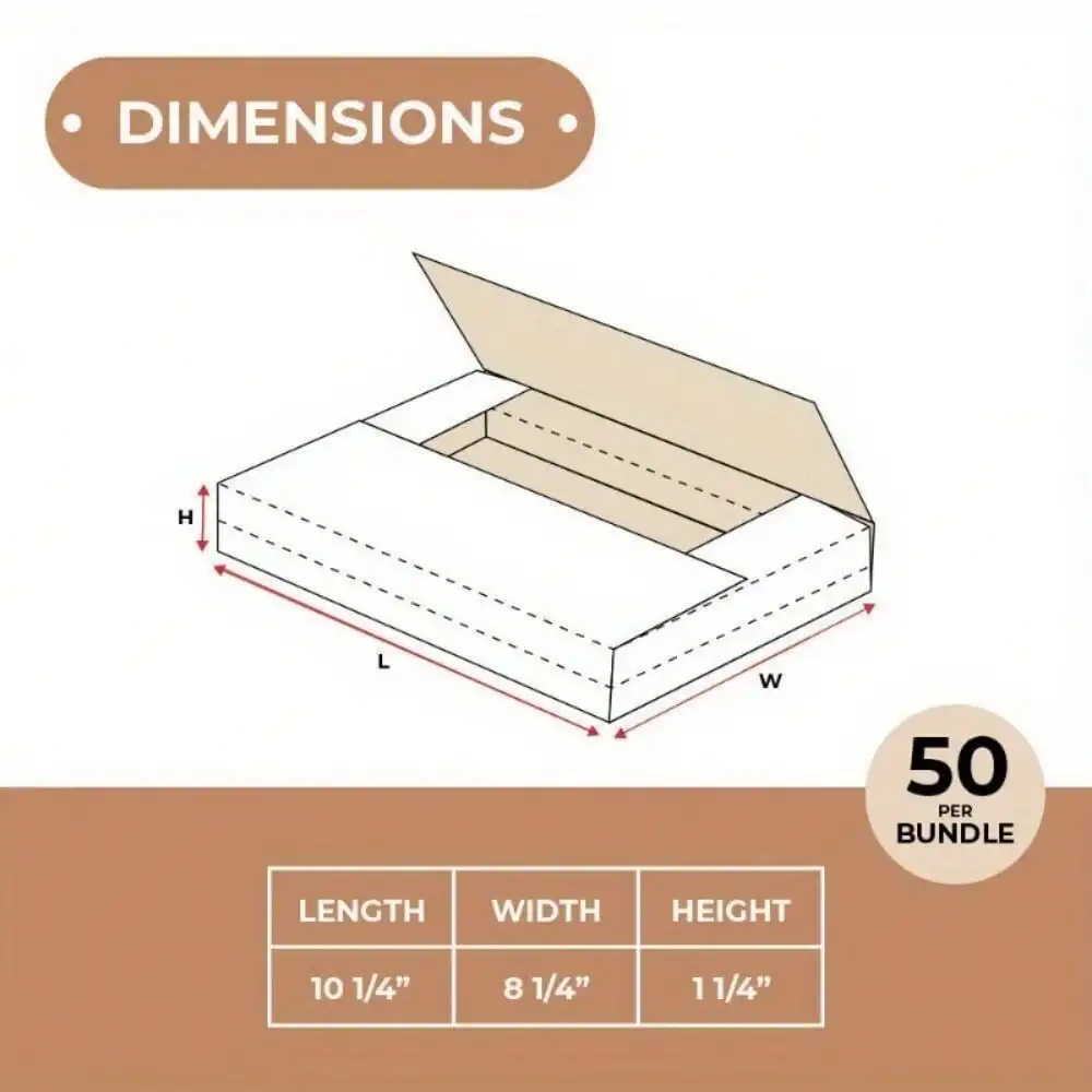 Белые легко складывающиеся почтовые консервы 10 1/4 x 8 1/4 x 1 1/4 дюйма ECT-32B 50 шт./корпус