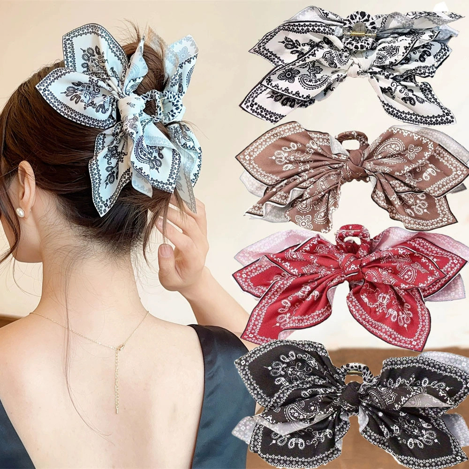1Pcs Women's Style, Brown Cashew Flower Bow Hair Clip, High-End and Elegant Hair Clip, Shark Clip Fashion Headwear