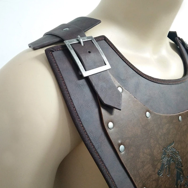 Abad Pertengahan Cosplays Jerkins Coat Leather Chest Armors Untuk Pakaian Pria