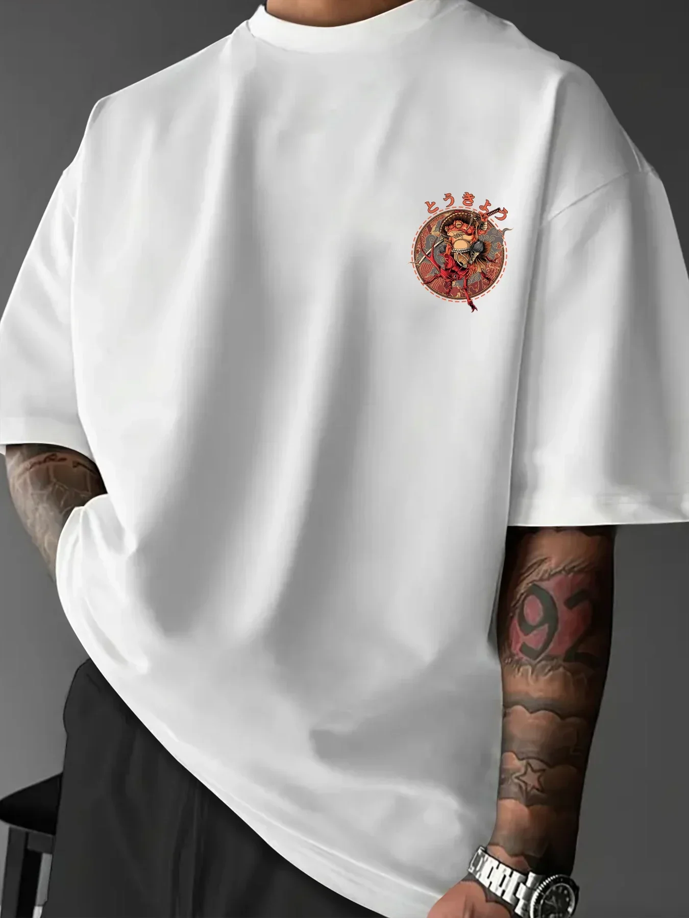 Tokyo Frog Warrior Muster 3D-Gedrucktes Schnelltrocknendes Atmungsaktives Herren-T-Shirt Ukiyo-e Street Style Sportlich Lässig Locker Trendiges Oberteil – Detail 9