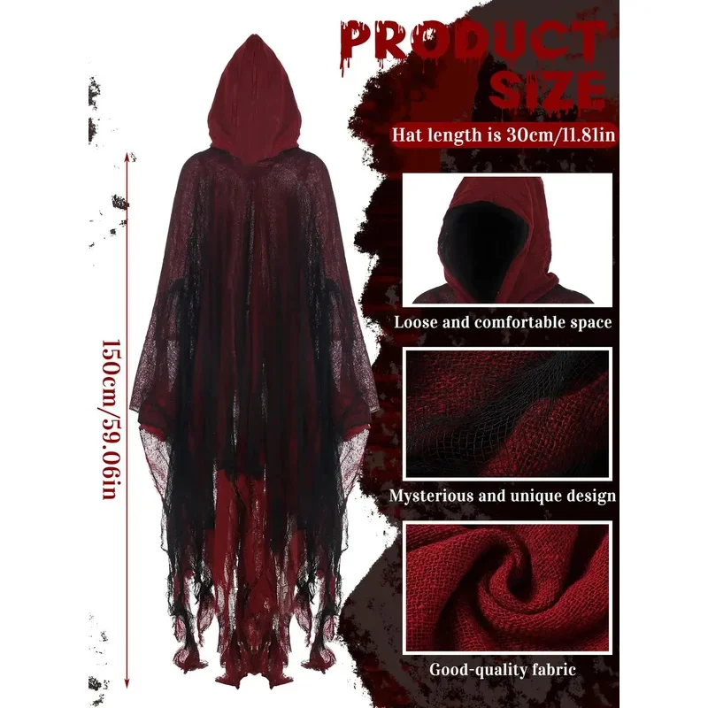 أزياء شبح ديمينتورز التأثيرية للجنسين رعب قوطي زومبي مصاصي الدماء مقنعين الرؤوس يوم الموتى دعائم الحفلات عباءات