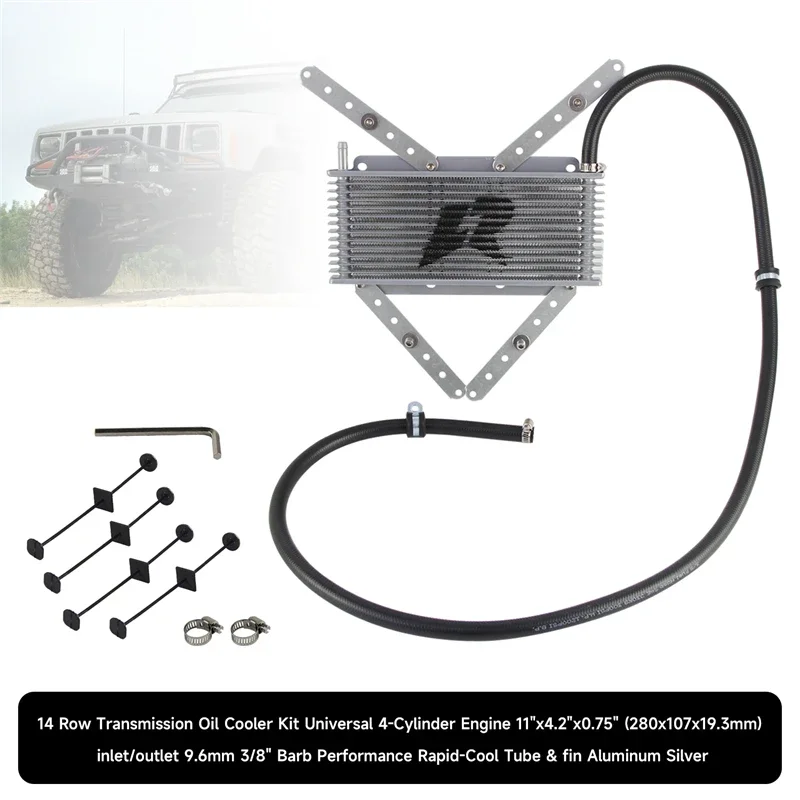 

Комплект 14-рядного масляного радиатора Performance Rapid-Cool Tube & Fin, 11 x 4,2 x 0,75 дюйма (280x107x19 мм), впускной/выпуск 9,6 мм, 3/8 дюйма, серебристый