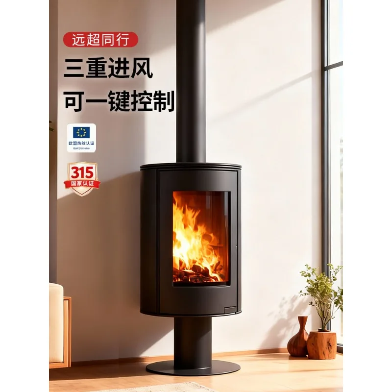 Real fire fireplace Wood burning heating Wood stove Household living room Self-built house Villa Smokeless arc freestanding