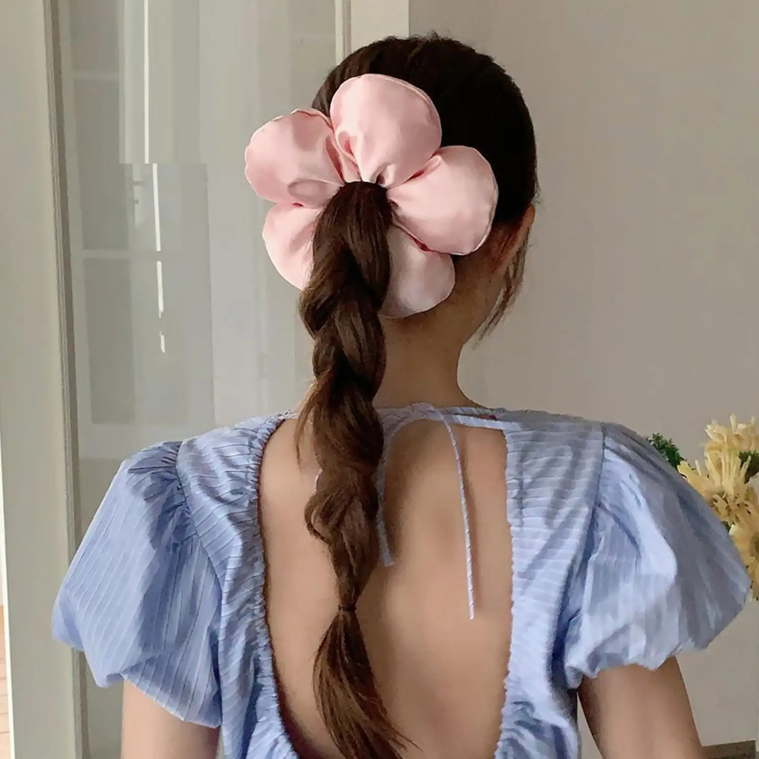 

Sweet Solid Large Flower Soft Hair Band For Women Girl Lovely Hair Ornament Headband Hair Tie Scrunchie Fashion Hair Accessories