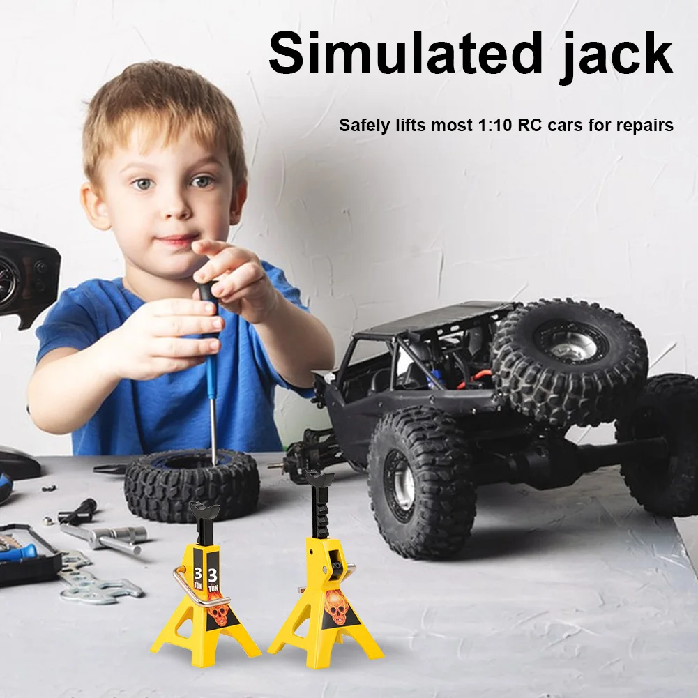 2 PCS Jack Repair Tool Height Adjustable Frame Placed Holder 3 Ton Floor Simulation Jack Stands for 1/10 RC Crawler Car