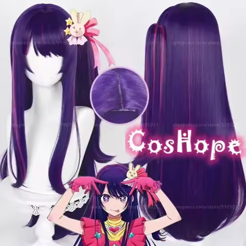 Hoshino Ai Cosplay Wig 80cm Long Dark Purple Rose Pink Wig Cosplay Anime Cosplay Wigs Heat Resistant Synthetic Wigs