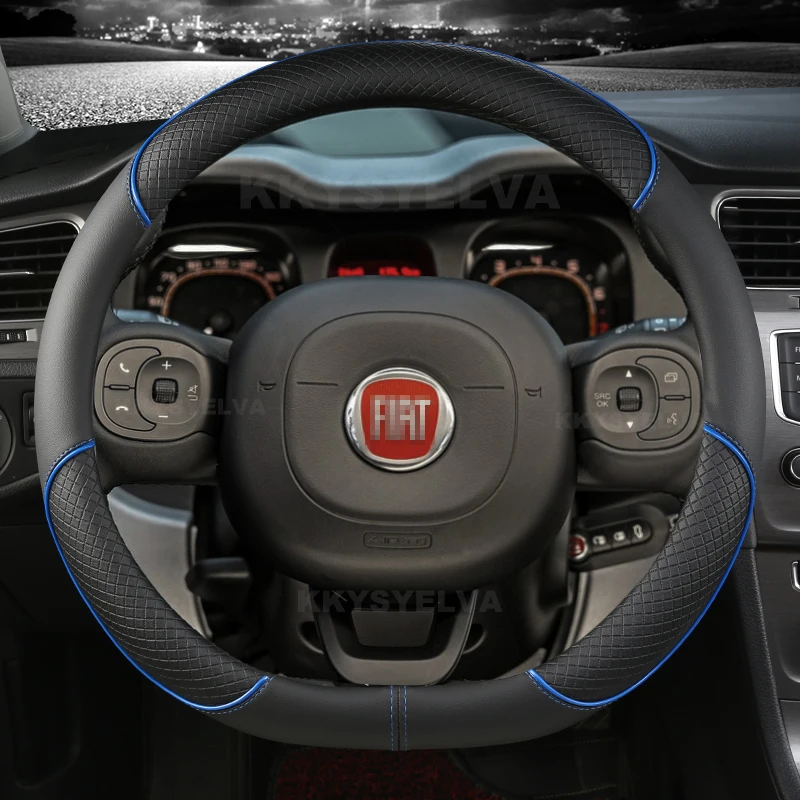 Car Steering Wheel Cover Microfiber Leather For Fiat Panda 2013 2015 2017 2019 2020 2021 2022 Auto Accessories