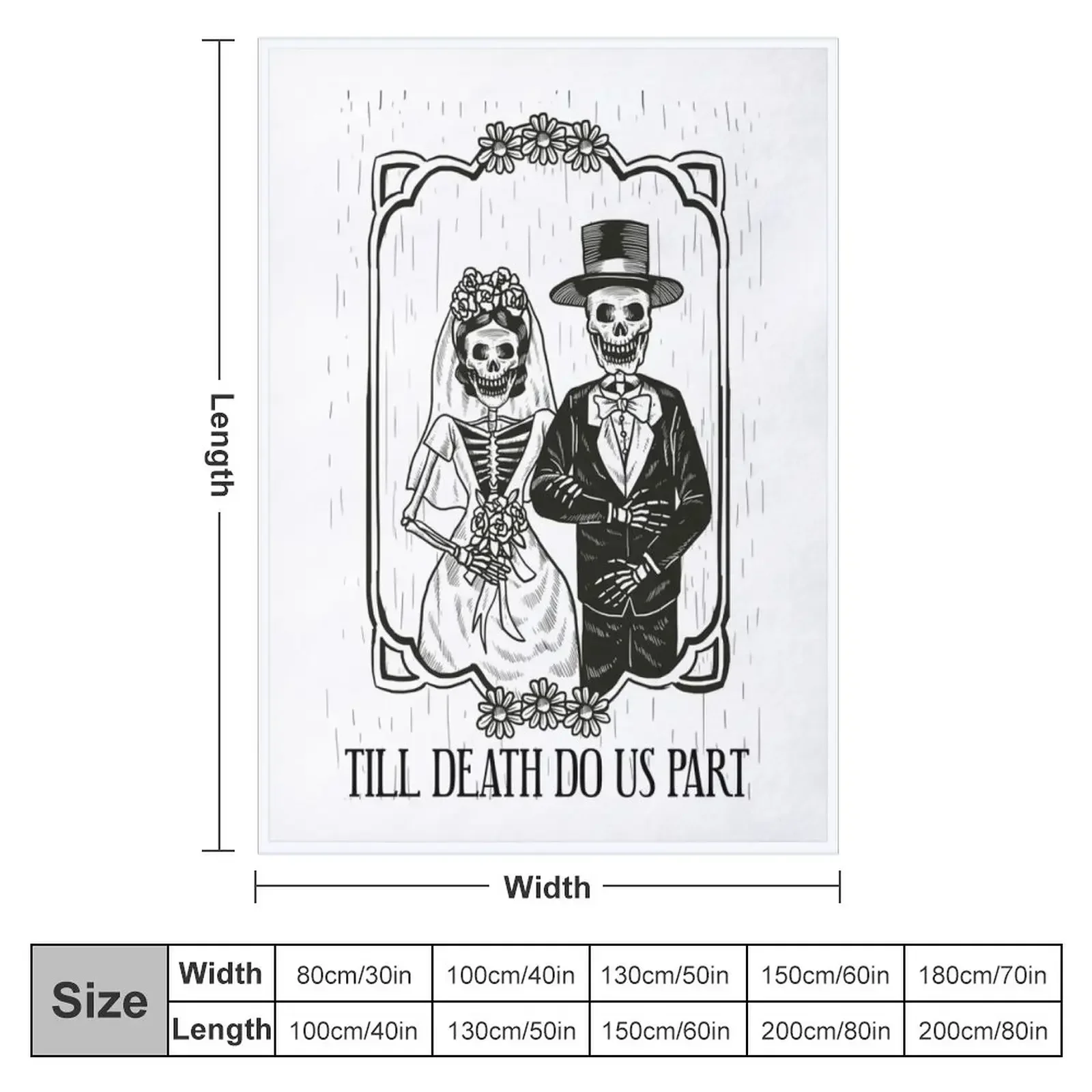 Till Death Do Us Part Skeleton Wedding Couple Valentines Day Gift Throw Blanket Beautifuls Tourist Blankets