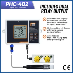 Dual Relay Digital PH Controller With Temperature Compensation For Aquarium Hydroponics System And Indoor Plant Grow Ph Meter