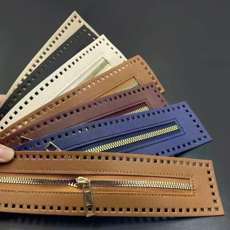 

27cm Double Sided Leather Zipper Utility Handbag Leather Zipper Utility Crochet Bag Hardware Solid Zipper Sewing Accessories