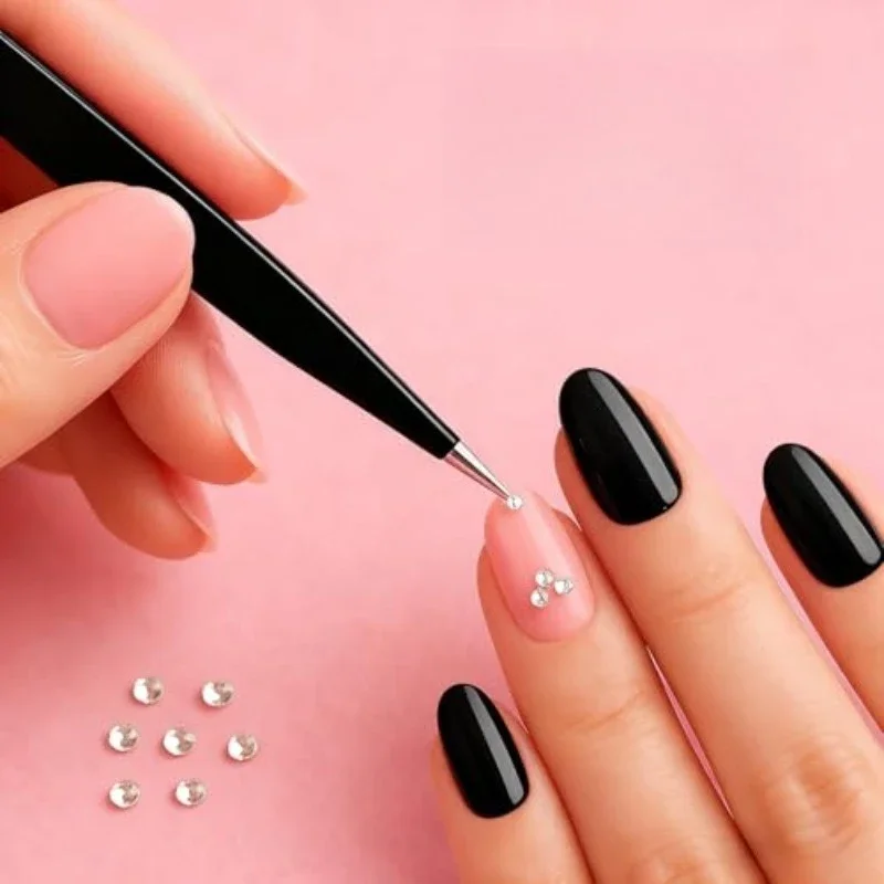 Antistatische Präzisionspinzette, Schwarze DIY-Pinzette für Nagelkunst und Wimpernverlängerung, Schönheitswerkzeuge, Make-up-Tools, Wimpernpinzette – Detail 3