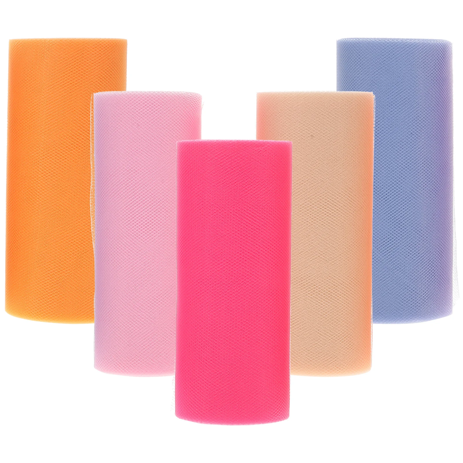 

5pcs 6 Inches 25 Yards Tulle Rolls Yellow Pink Fluorescent Rosy Violet Netting Fabric For Wedding Party Decor Diy Craft Sewing