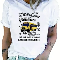 School Bus Driver Life Print T-Shirt Casual Short Sleeve Crew Neck T-Shirt  Summer Women's Clothing Summer Women's T-shirt