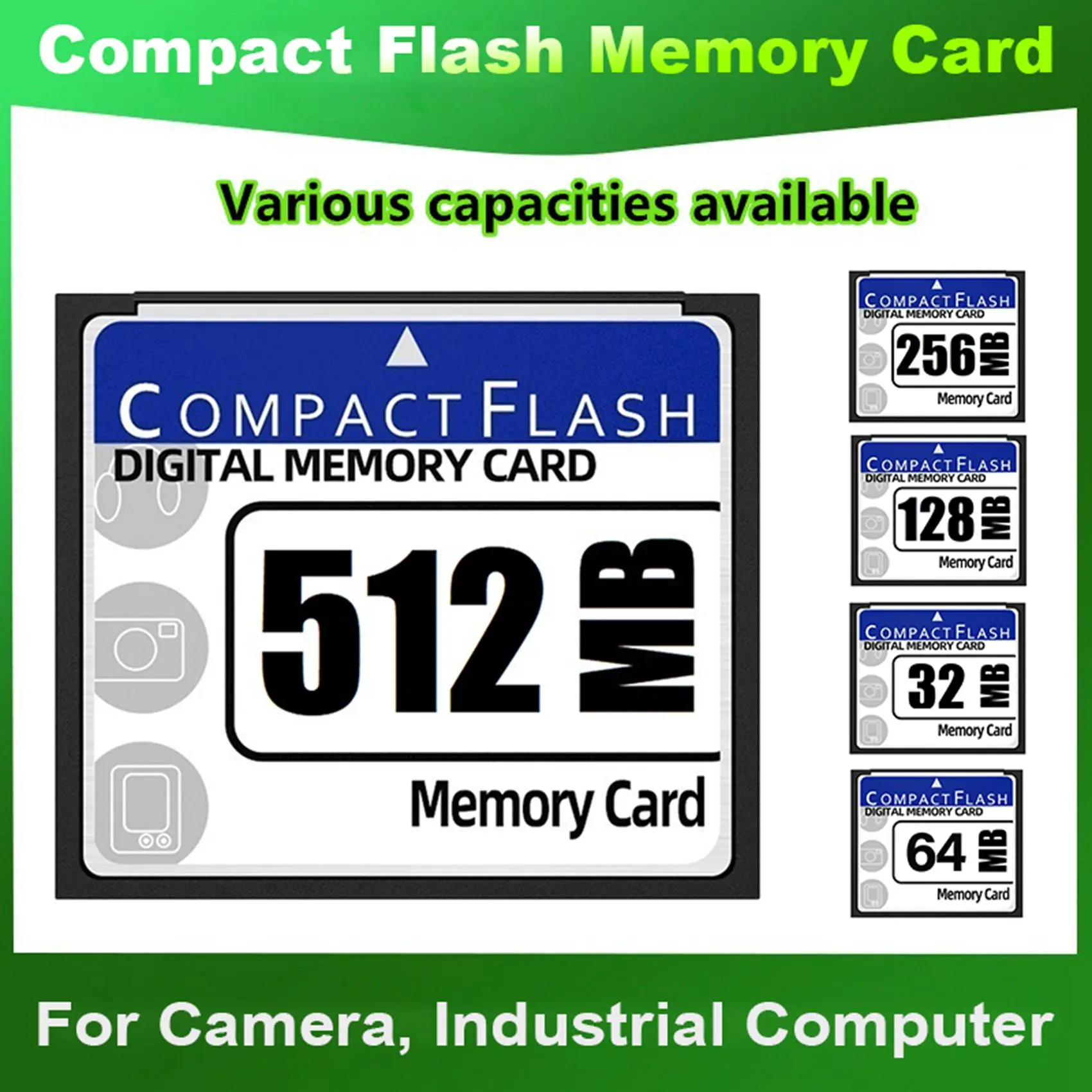 128MB Compact Flash Memory Card for Camera, Advertising Machine, Industrial Computer Card