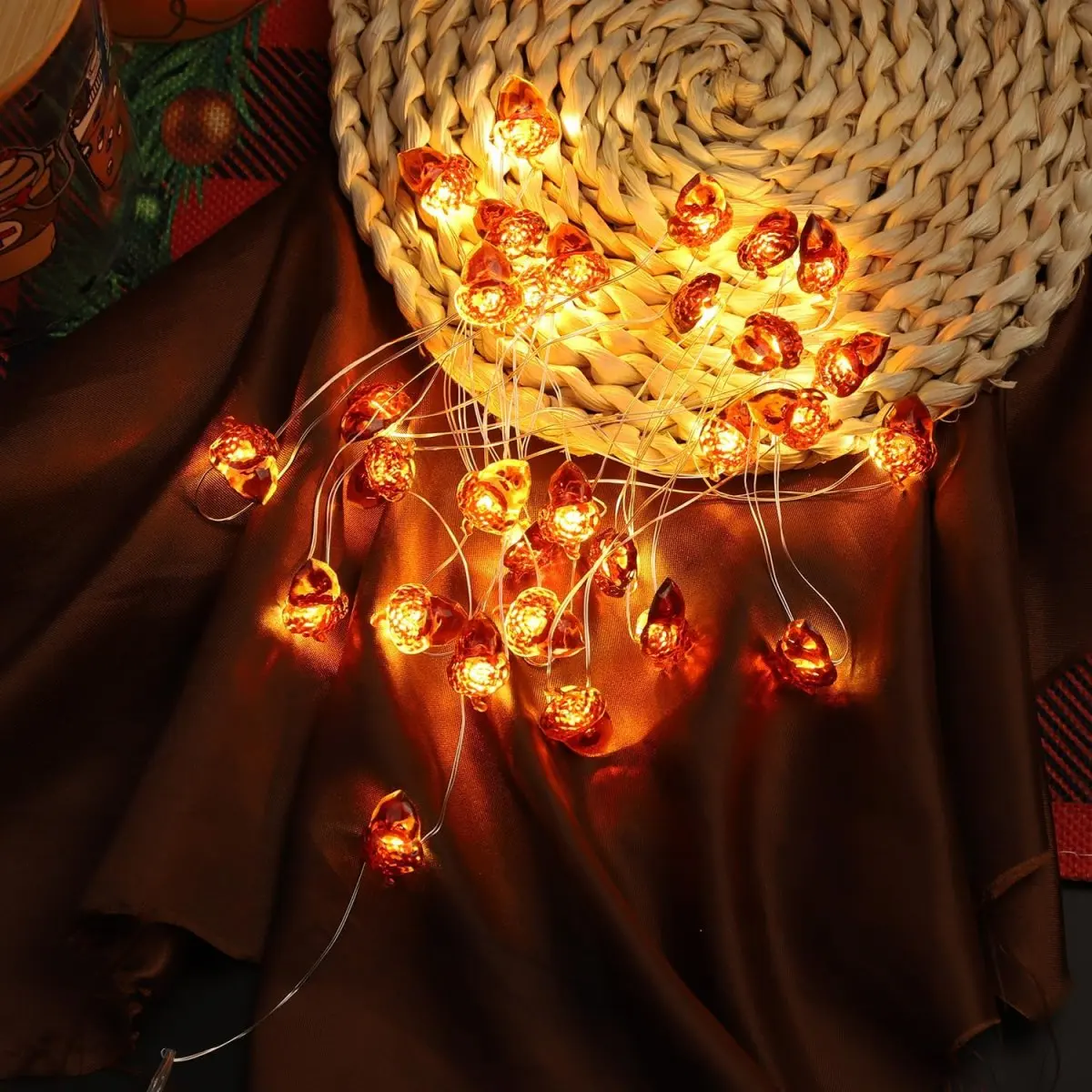 1 قطعة 20/30 LED الجوزة سلسلة أسلاك نحاسية أضواء بطارية تعمل بالطاقة الخريف جارلاند ديكور الجنية مصباح للمنزل الجدول هالوين ديكور #5