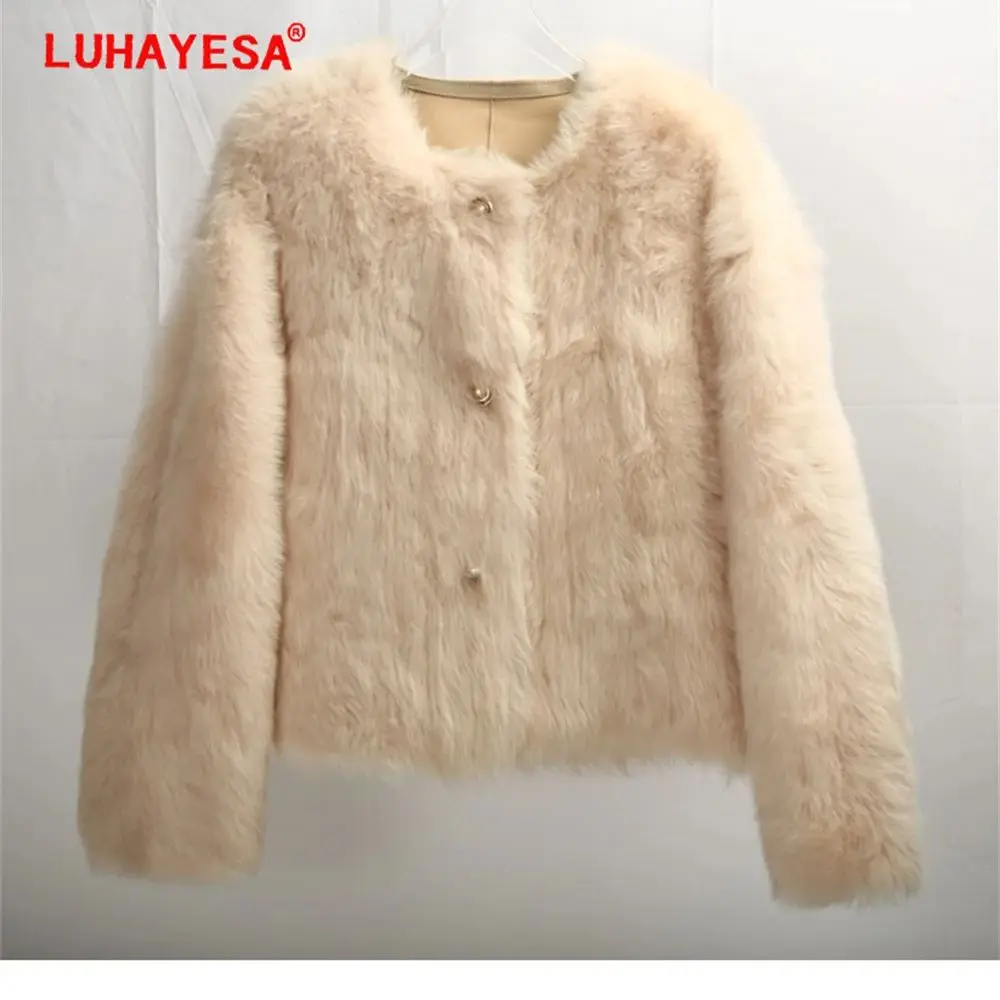 

2023 New Women Tuscany Fur Shearling Clothing LUHAYESA O Neck Fashion Winter Natural Fur Clothing