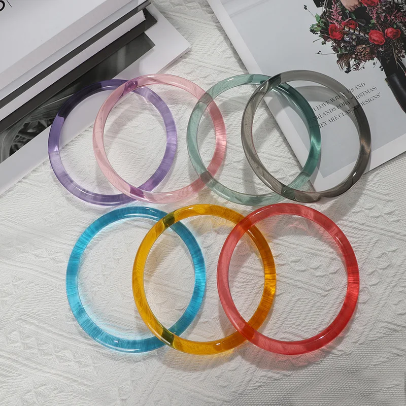 1Pc Transparent Acrylic Round Plastic Bag Handle Clear Colored Purse Frames Clasp Handbag Sewing Brackets Handles 9/10/12.5cm