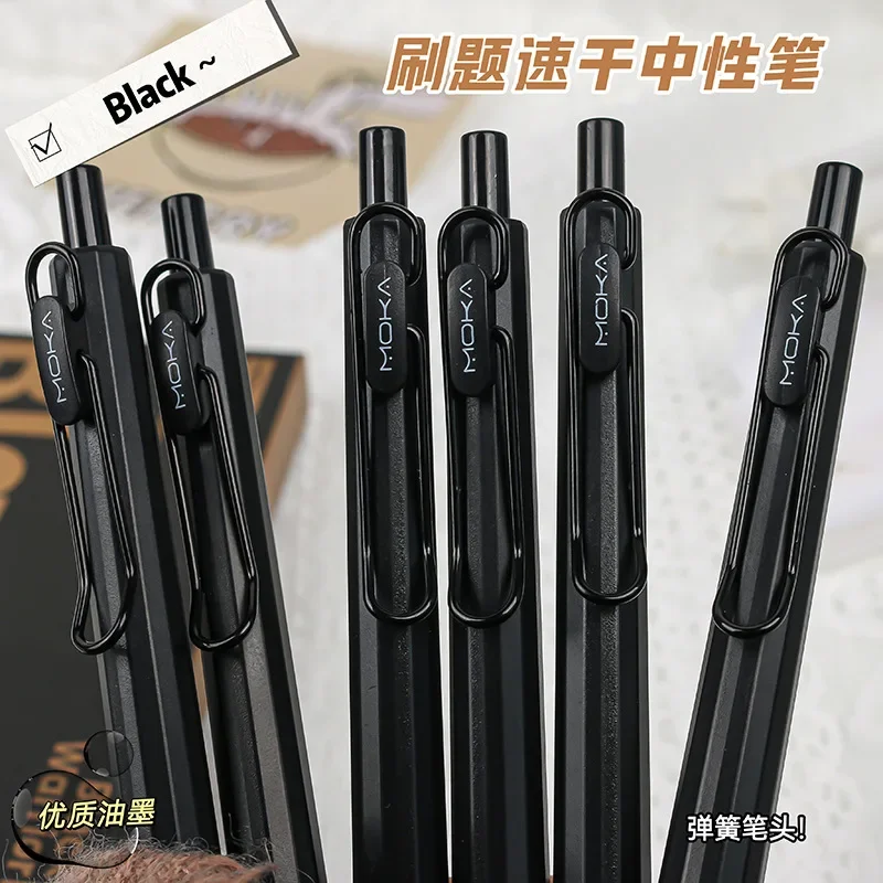 

6pcs Retractable Gel Ink Pen - 0.5mm Black Quick-Drying No Smudge with Silicone Grip ST Tip | Smooth Writing Christmas