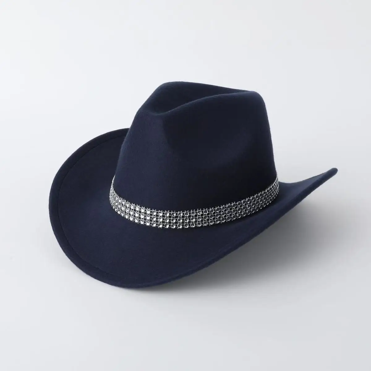 HongLuan White Felt Glitter Costume Hat & Cowboy Hats Rhinestone for Woman, Cowboy Cosplay Female Accessories & Cowgirl Cap