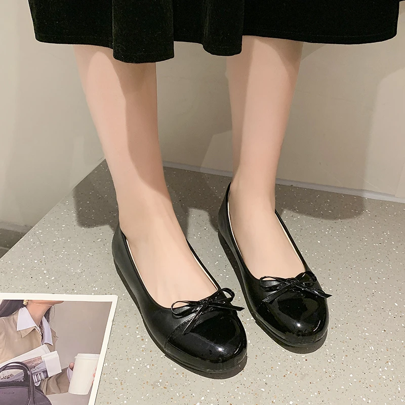 2026 New Fashion Ballerina Shoes Women's Flat Comfort Non-slip Loafers Leather Flats Elegant Bowknot Women's Single Shoes 35-43 - view 6