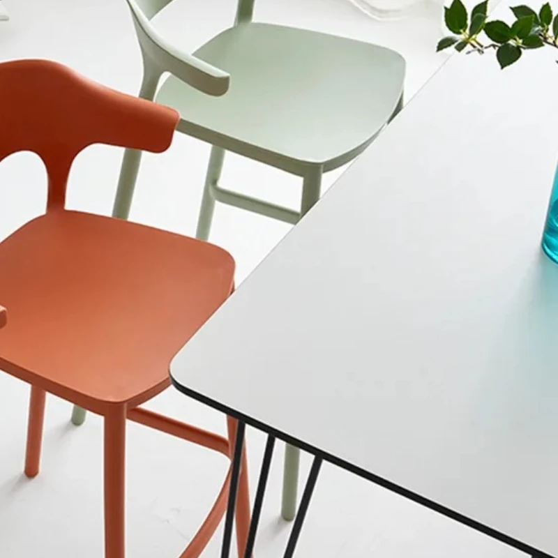

High Back Kitchen Bar Chair Plastic Waterproof Reception Desk Counter Height Chairs Kitchen Bar Stools Taburete Cocina Furniture