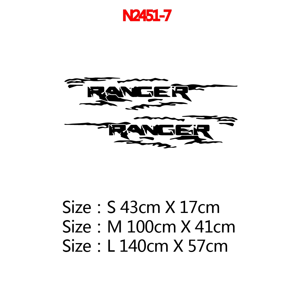 Calcomanías de gran tamaño para coche Ford Ranger Raptor, pegatinas laterales para puerta, decoración de carrocería, accesorios para coche, 2 piezas