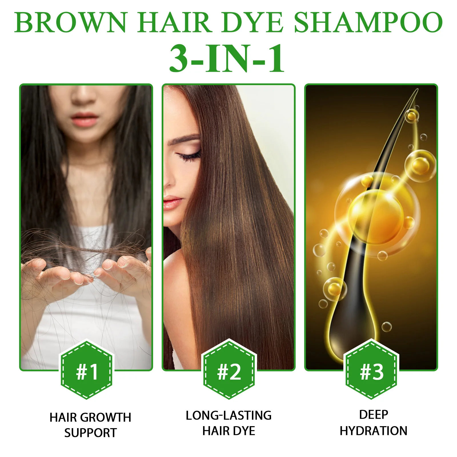 염색약 3 in 1 Hair Color Shampoo Natural Herbal Hair Dye Shampoo for Gary Hair Dark Brown Black for Women  Men Grey Coverage 500ML