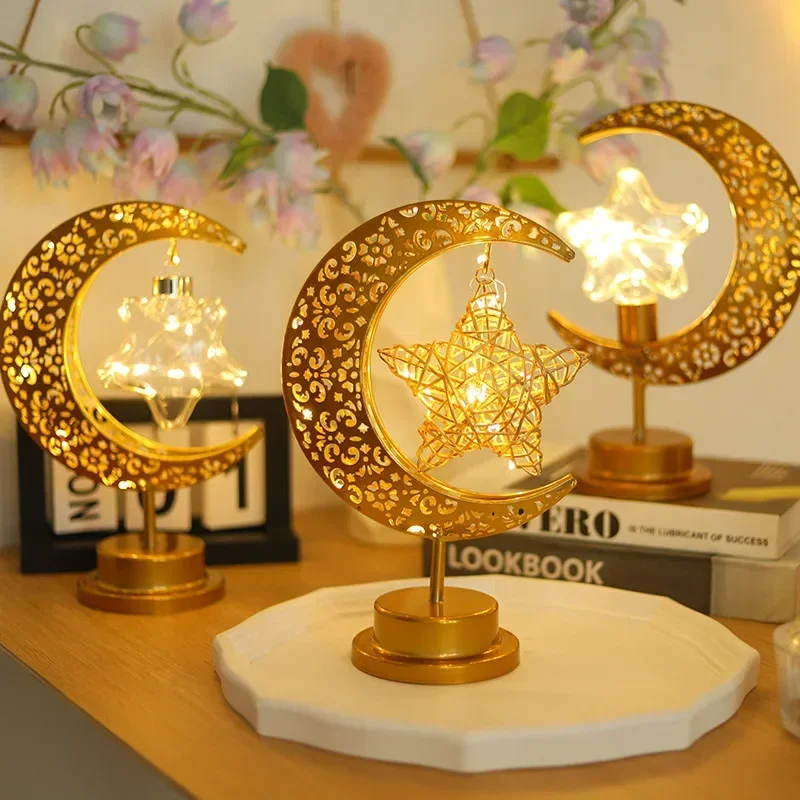 

Ramadan Golden Moon Led Table Lamps Eid Mubarak Decoration Metal Light for Home Ramadan Kareem Islamic Muslim Eid Al Adha Gifts