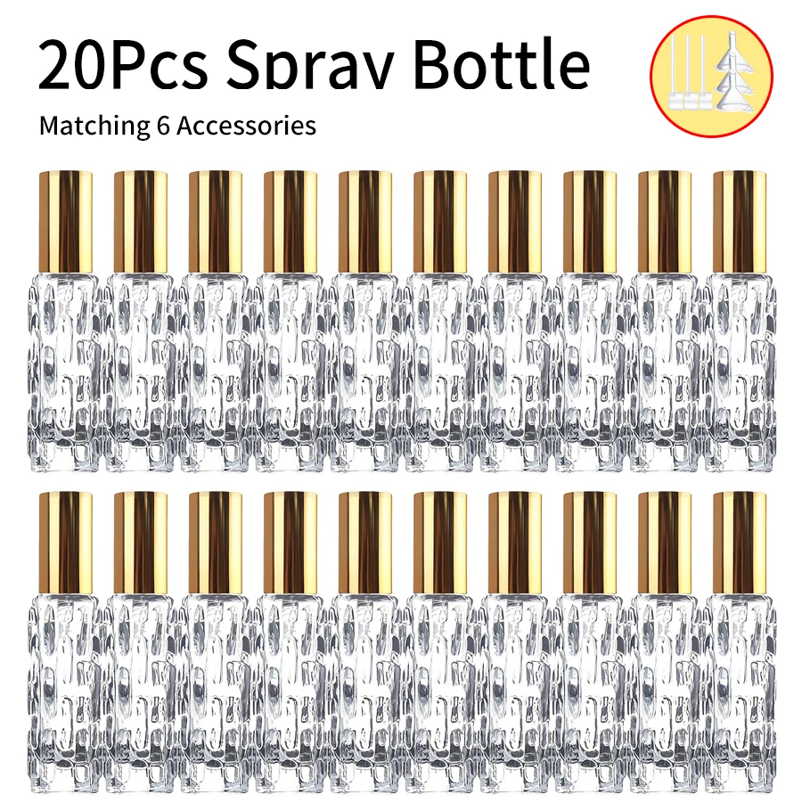 

20pcs 10ml Clear Glass Perfume Spray Bottles | Formaldehyde-Free, Portable & Ideal for Travel, Refillable Cosmetic & Fragrance S